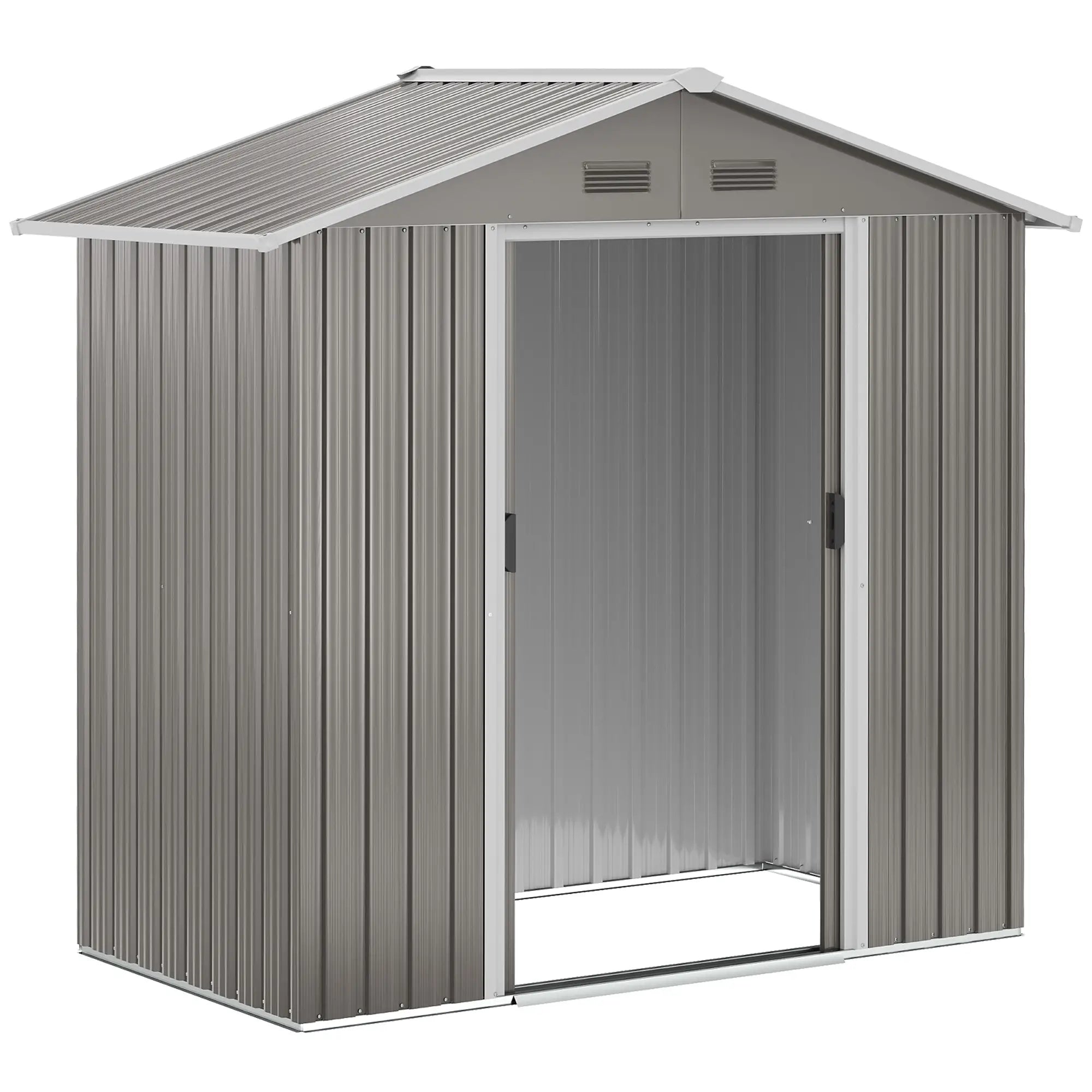 6.5x3.5ft Metal Garden Shed, Outdoor Tool Storage, Double Sliding Doors, Vents, Grey Sheds at Gallery Canada