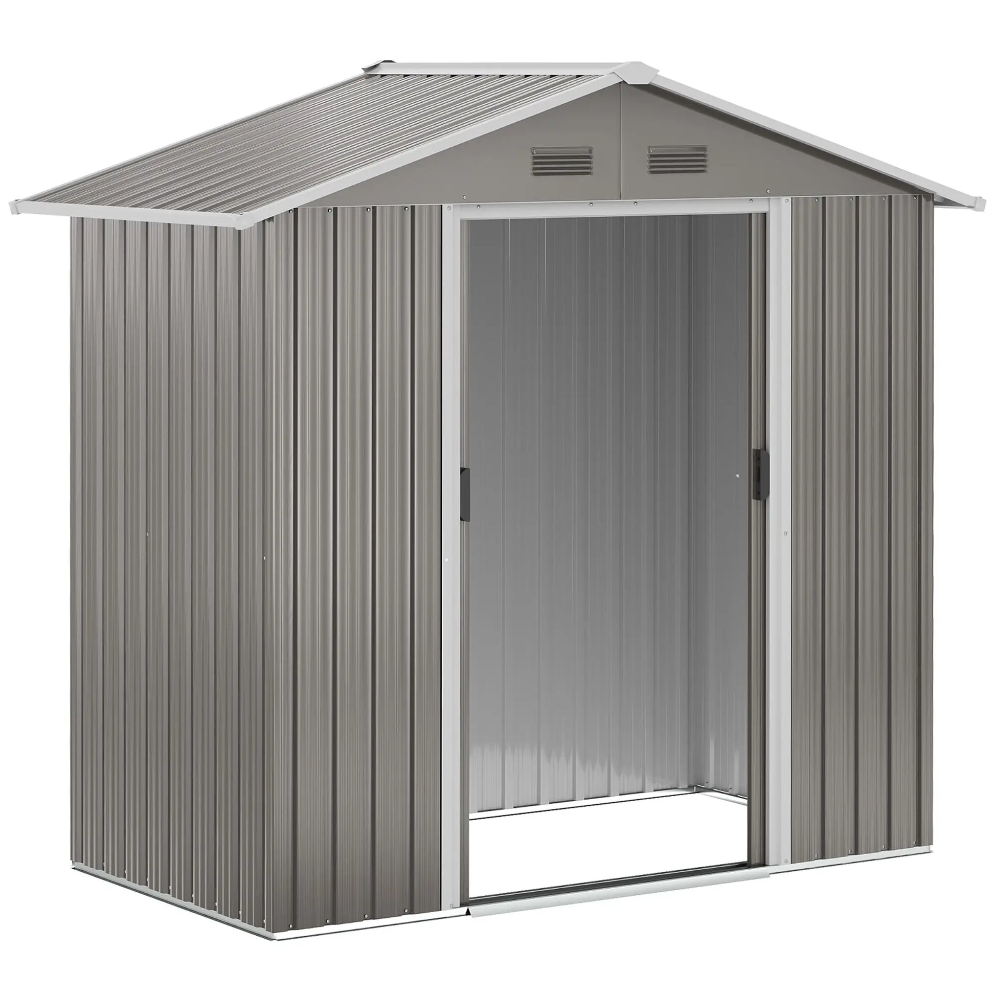 6.5x3.5ft Metal Garden Shed, Outdoor Tool Storage, Double Sliding Doors, Vents, Grey Sheds at Gallery Canada