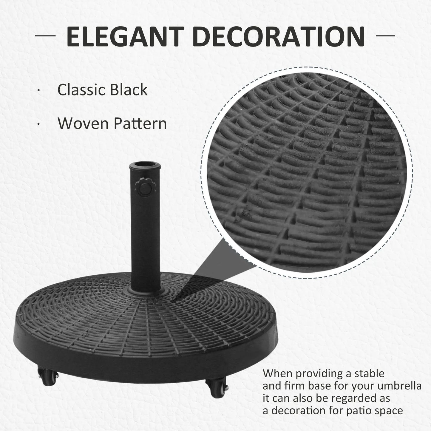 20.5" Round Resin Patio Umbrella Base, Outdoor Offset Stand, Black Umbrella Bases at Gallery Canada