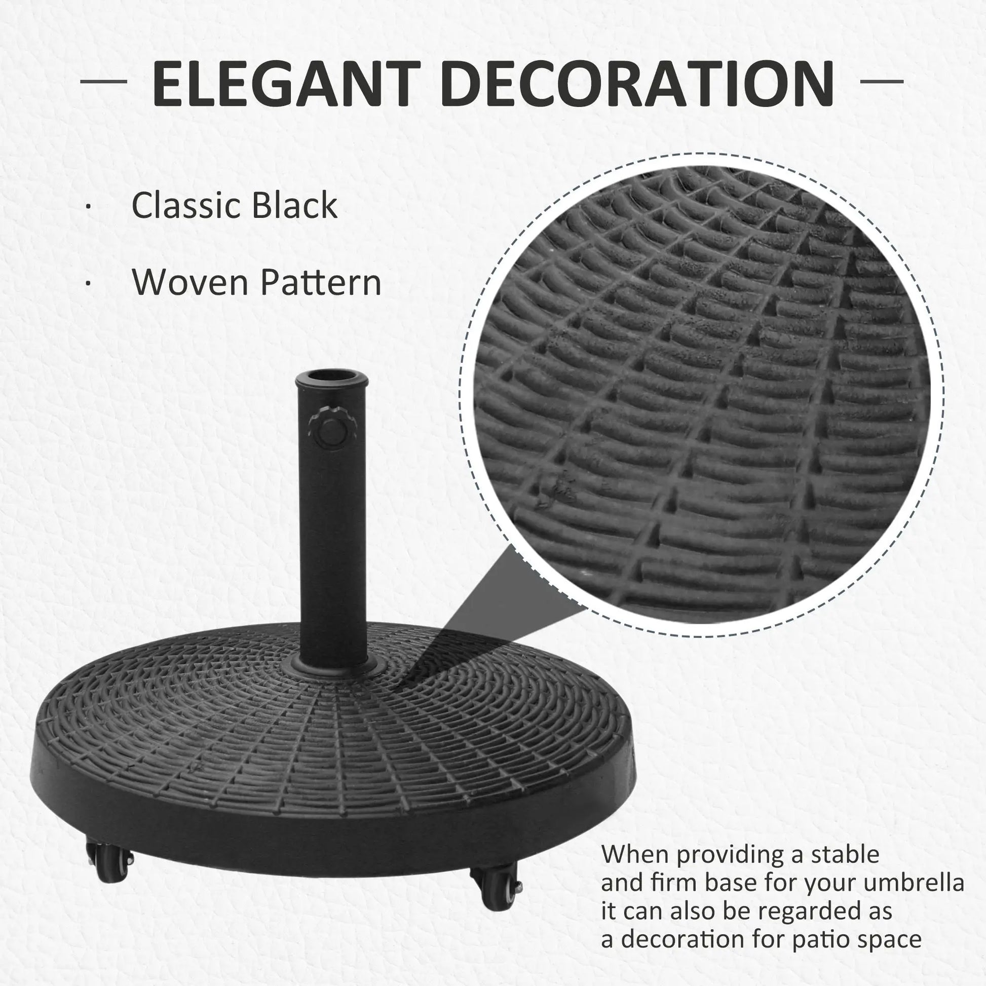 20.5" Round Resin Patio Umbrella Base, Outdoor Offset Stand, Black Umbrella Bases at Gallery Canada