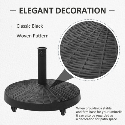 20.5" Round Resin Patio Umbrella Base, Outdoor Offset Stand, Black Umbrella Bases at Gallery Canada