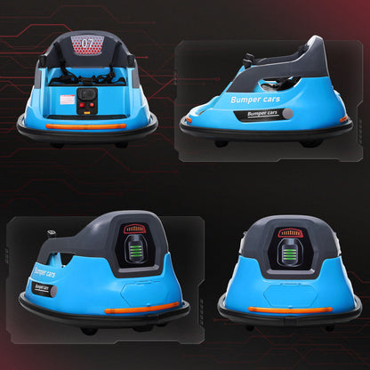 Bumper Car 12V 360° Rotation Electric Car for Kids, with Remote, Safety Belt, Lights, Music, for 1.5-5 Years Old, Blue - Gallery Canada