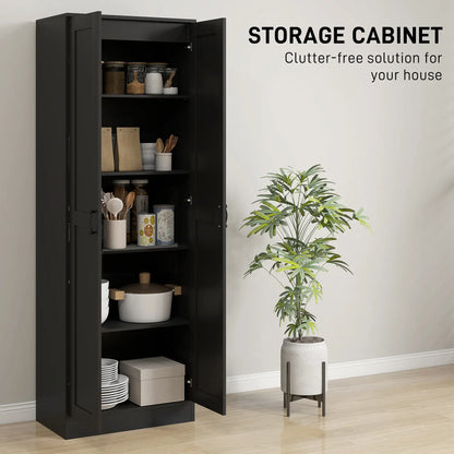 69" Tall Pantry Cabinet, Adjustable Shelves, Soft Close Doors, Black Kitchen Pantry Cabinets at Gallery Canada