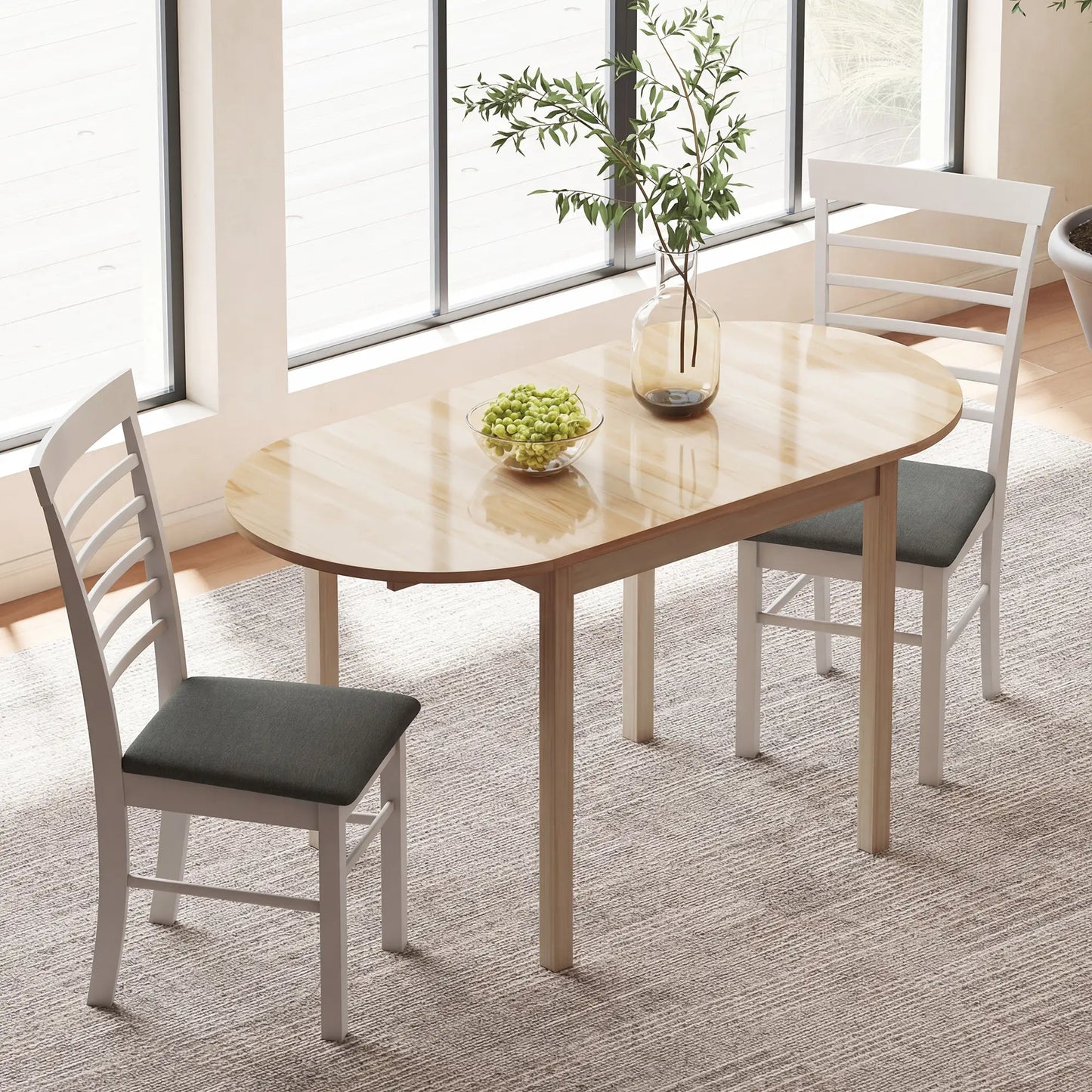 Solid Wood Drop Leaf Kitchen Table, Folding Dining Table, Natural Bar Tables & Dining Tables at Gallery Canada