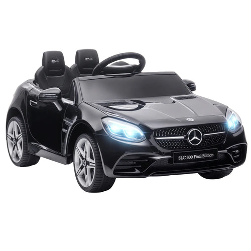 12V Ride On Car, Parent Remote Control, Two Motors, Music, Lights, Suspension Wheels, Black