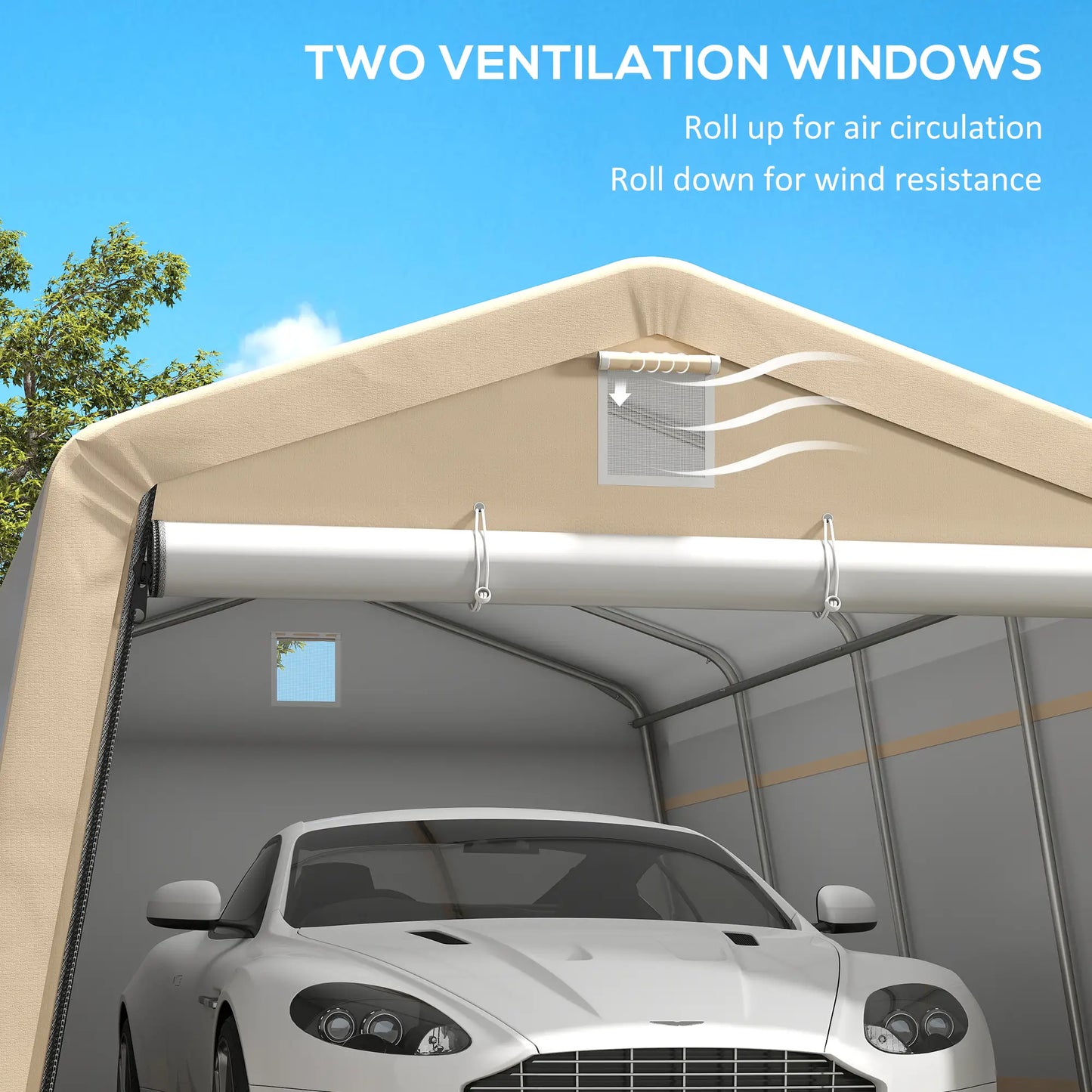 11' x 20' Portable Garage, Heavy Duty Carport Canopy, Khaki Car Shelters at Gallery Canada