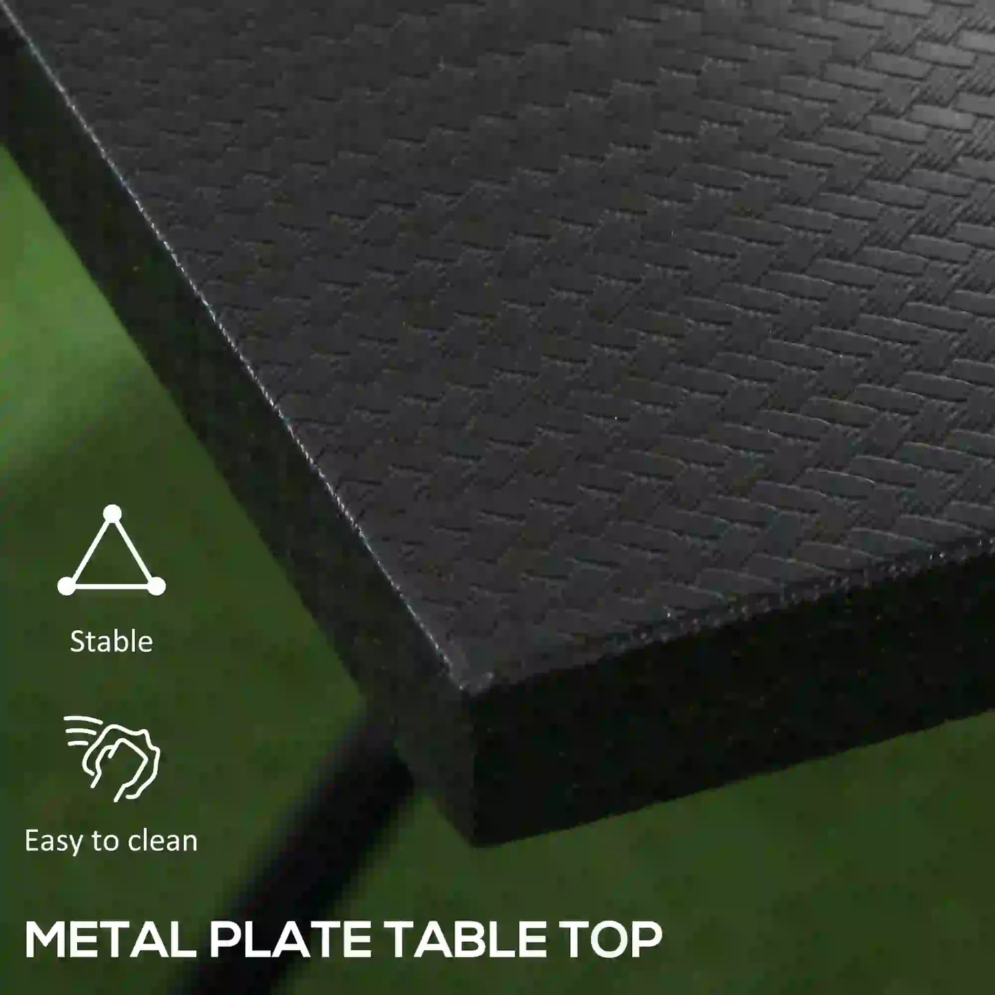 Folding Coffee Table, Square Side Table, Metal Top, 23.6" x 23.6", Black Patio Side Tables at Gallery Canada