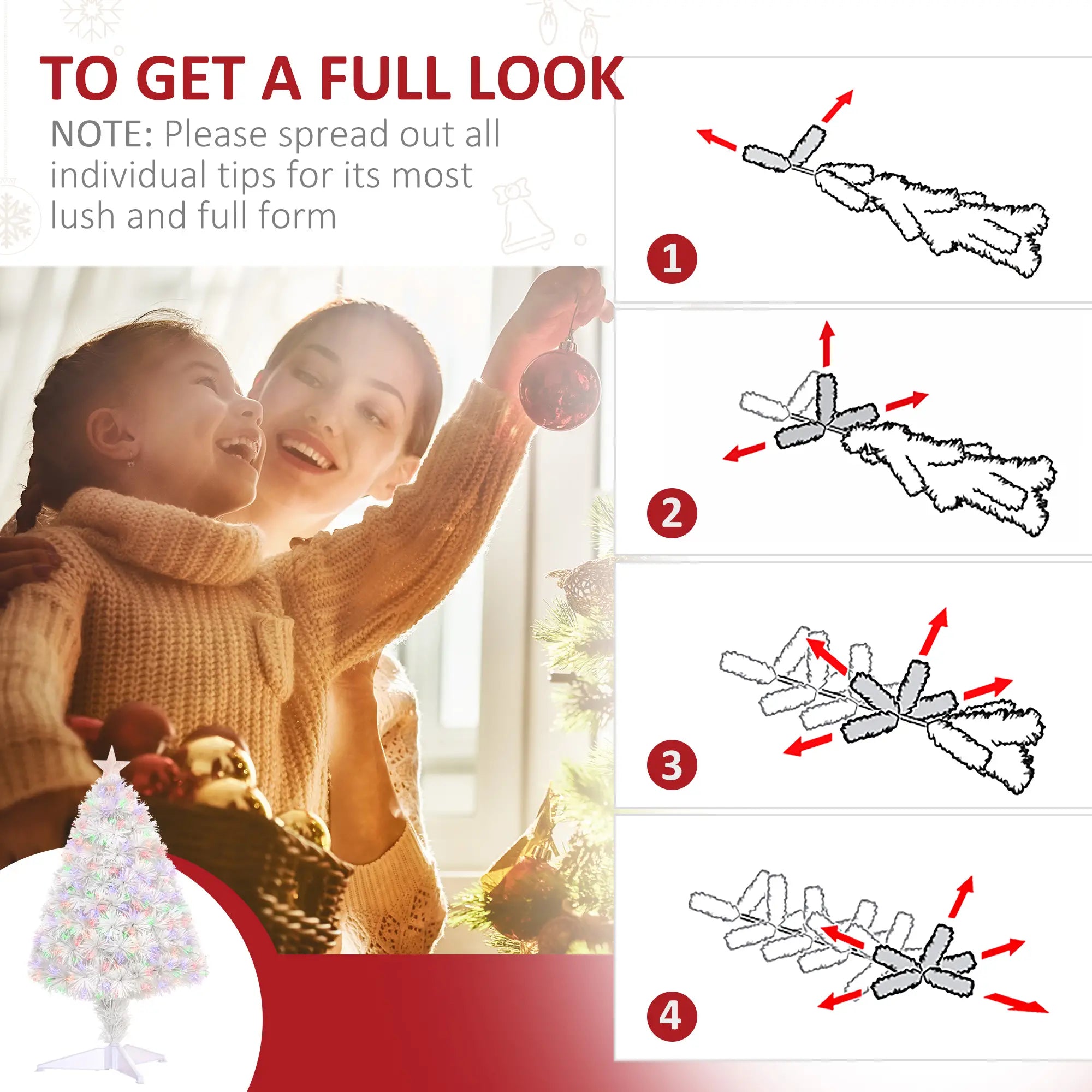 2.5FT Prelit Artificial Tabletop Christmas Tree, Fiber Optics, White Artificial Christmas Trees at Gallery Canada