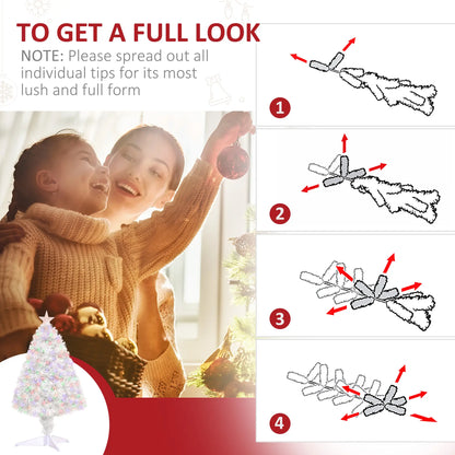 2.5FT Prelit Artificial Tabletop Christmas Tree, Fiber Optics, White Artificial Christmas Trees at Gallery Canada