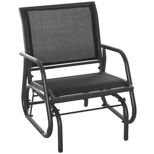 Patio Glider Chair with Mesh Seat, Armrests, Black