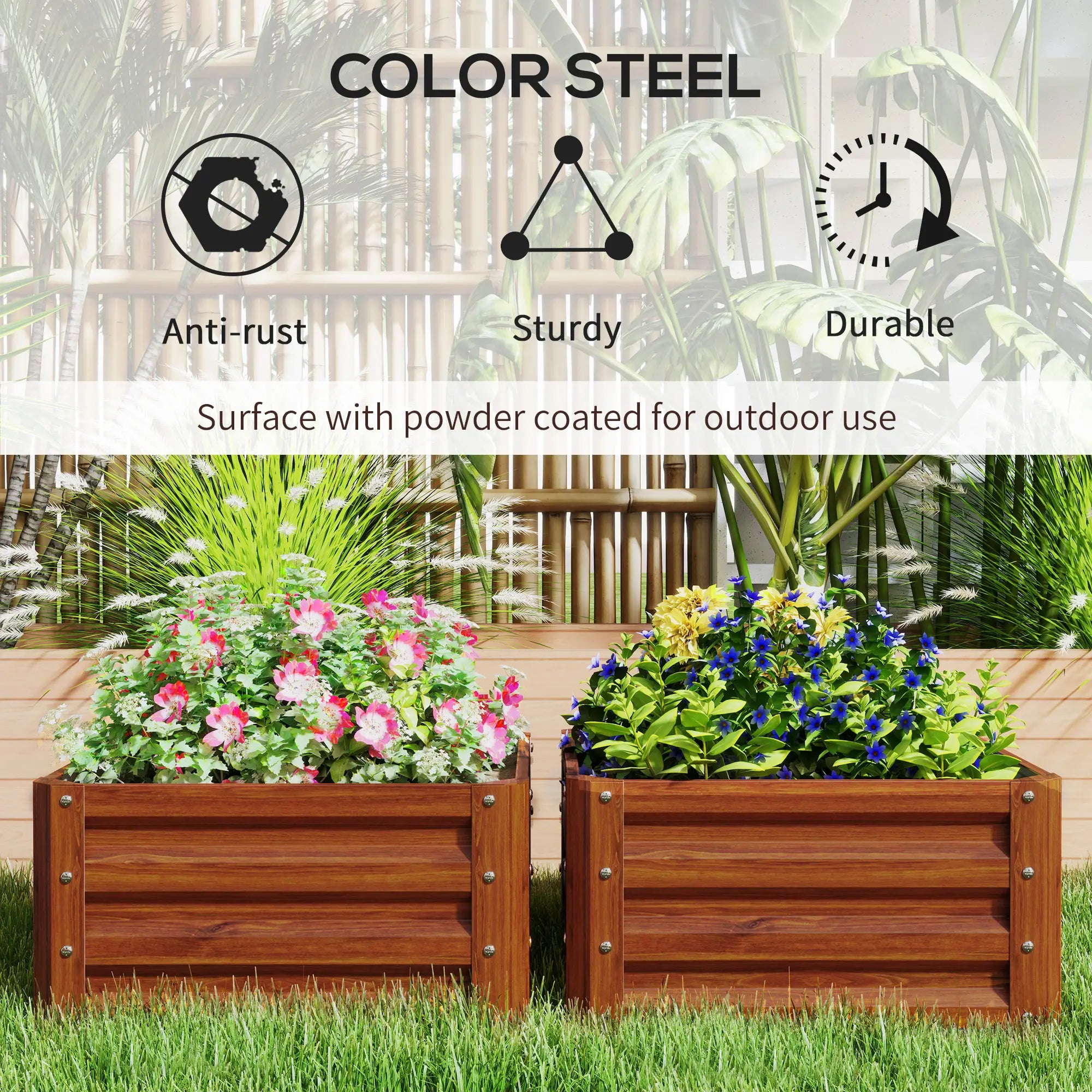 2' x 2' x 1' Raised Garden Bed, Dark Brown Galvanized Planter Boxes at Gallery Canada