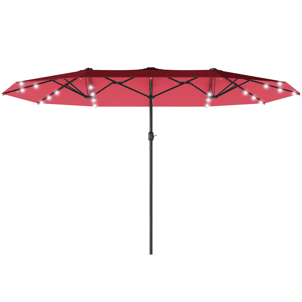 173.2" Double-Sided Sun Umbrella, LED Solar Light, No Base, Wine Red Double-sided Umbrellas Wine Red at Gallery Canada