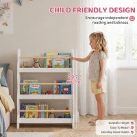 Étagère Murale pour Enfants, Bibliothèque Flottante 3 Niveaux pour 3-8 Ans, Blanc