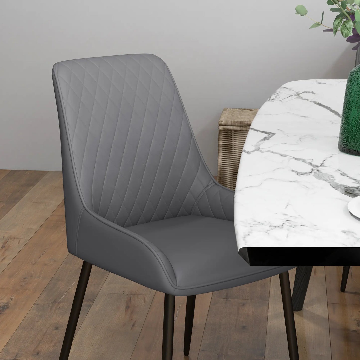 Modern Dining Chairs Set of 4, PU Leather, Metal Legs, Grey Bar Stools at Gallery Canada