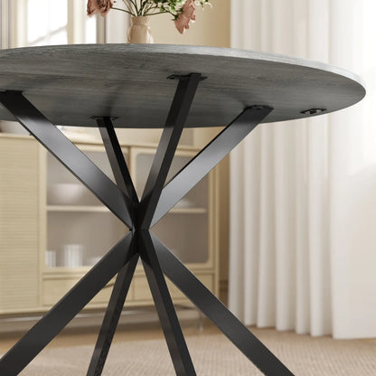40" Round Kitchen Table For 4, Industrial Dining Table, Distressed, Grey Dining Tables at Gallery Canada