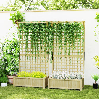 Wood Planter With Trellis For Climbing Plants, Raised Garden Bed Wooden Planter Boxes at Gallery Canada