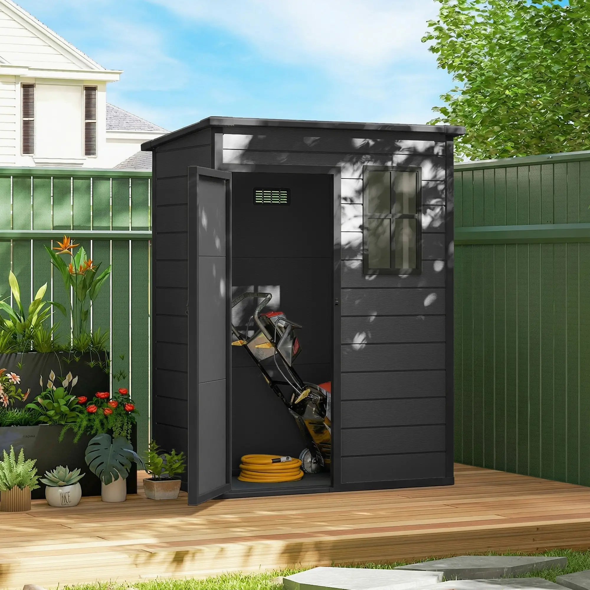 5 x 3FT Garden Shed With Floor, Lockable Door, Window, Vent, Dark Grey Sheds at Gallery Canada