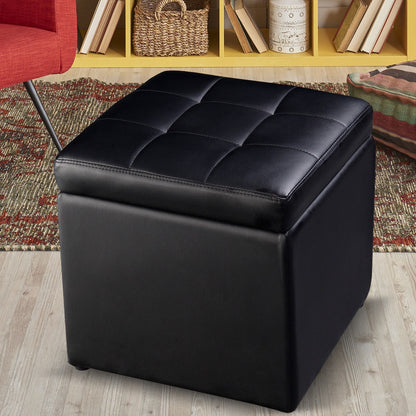 Foldable Cube Ottoman Pouffe Storage Seat, Black Ottomans at Gallery Canada