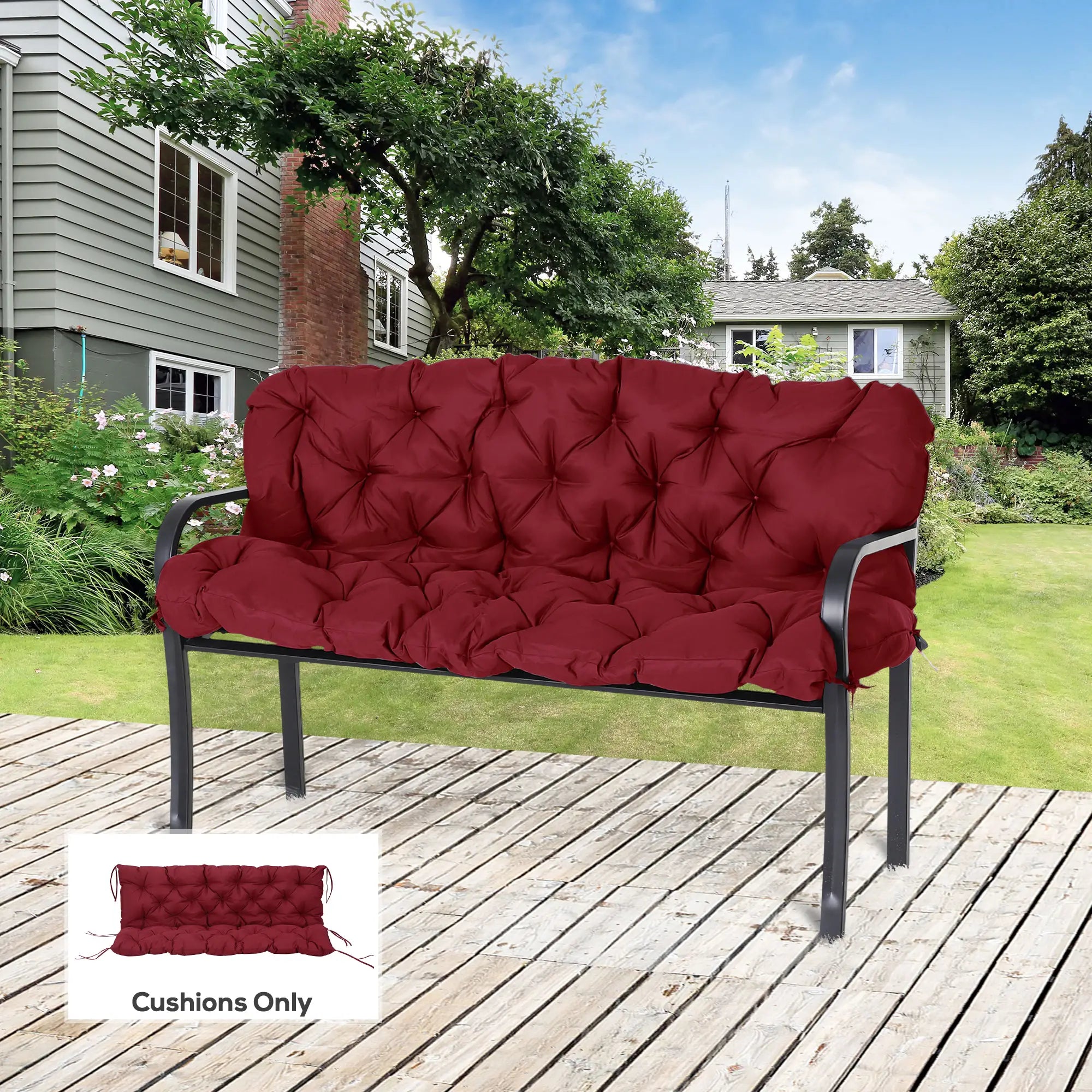 3 Seater Outdoor Swing Cushions, Backrest, Patio Furniture, Wine Red Patio Chair Cushions at Gallery Canada