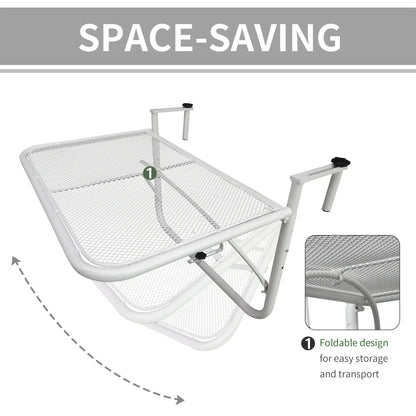 Adjustable Balcony Hanging Table, Metal Wall Desk, Outdoor Flower Stand, White Balcony Table Hanging at Gallery Canada