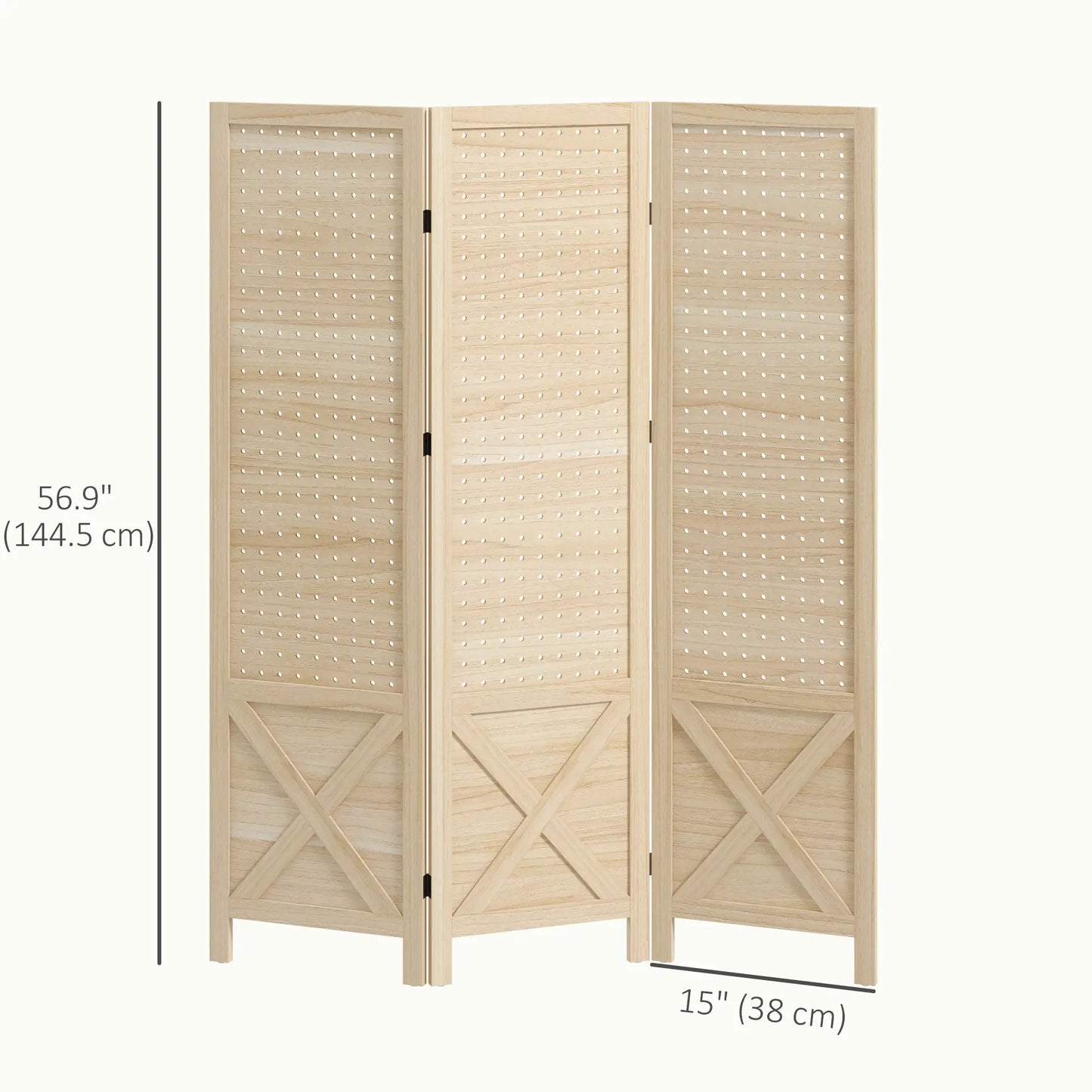 4.7' Wooden Room Divider, 3 Panel Folding Privacy Screen, Natural Room Dividers at Gallery Canada