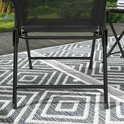 3-Piece Bistro Set, Foldable Patio Furniture, Mesh Chairs, Glass Table, Black Bistro Sets at Gallery Canada