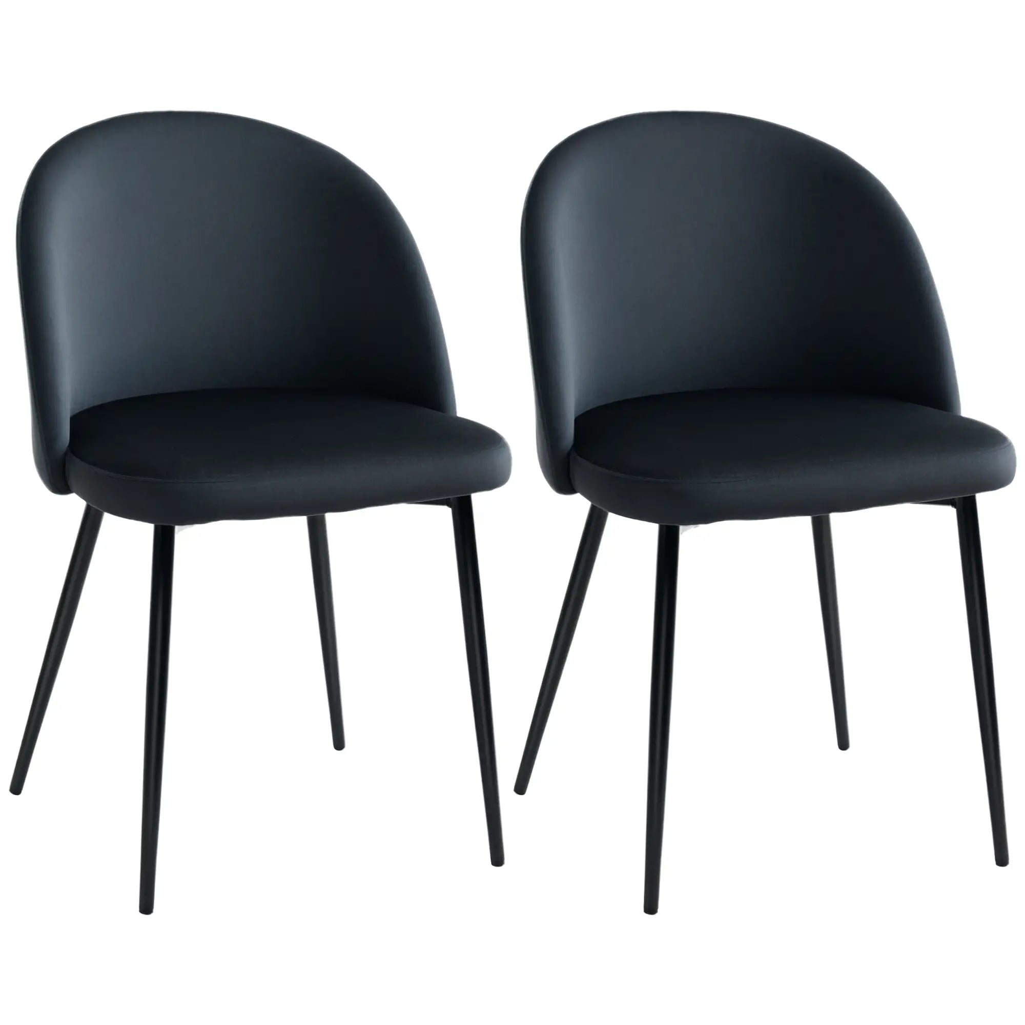 Set of 2 Mid-Back Dining Chairs, Velvet Upholstery, Black Bar Stools Black at Gallery Canada
