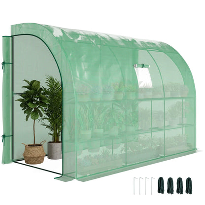 Walk-in Lean-to Greenhouse, 10' x 5' x 7', PE Cover, Green Greenhouses at Gallery Canada