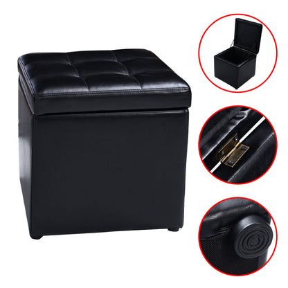 Foldable Cube Ottoman Pouffe Storage Seat, Black Ottomans at Gallery Canada