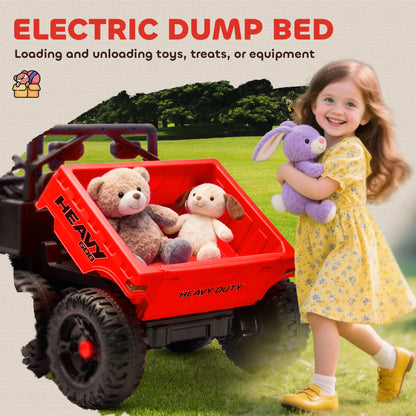 24V 4WD Kids Ride On Truck, 6 Wheels, 2 Seater, Remote, Dump Bed, Red Electric Toy Cars at Gallery Canada