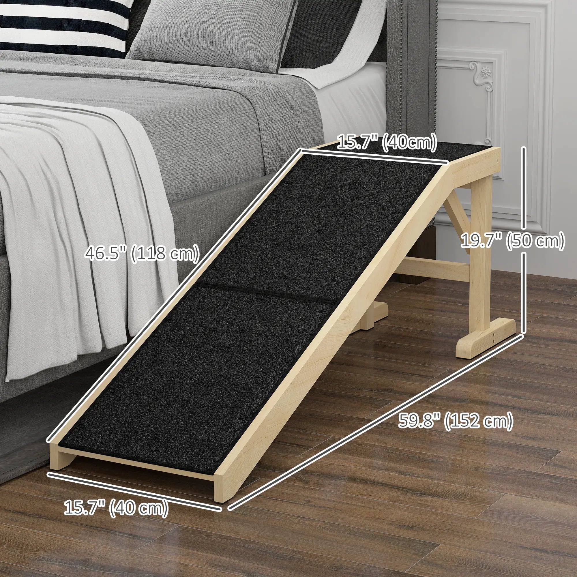 Pet Ramp Bed Steps for Dogs Cats, Non-Slip Carpet Top, 59