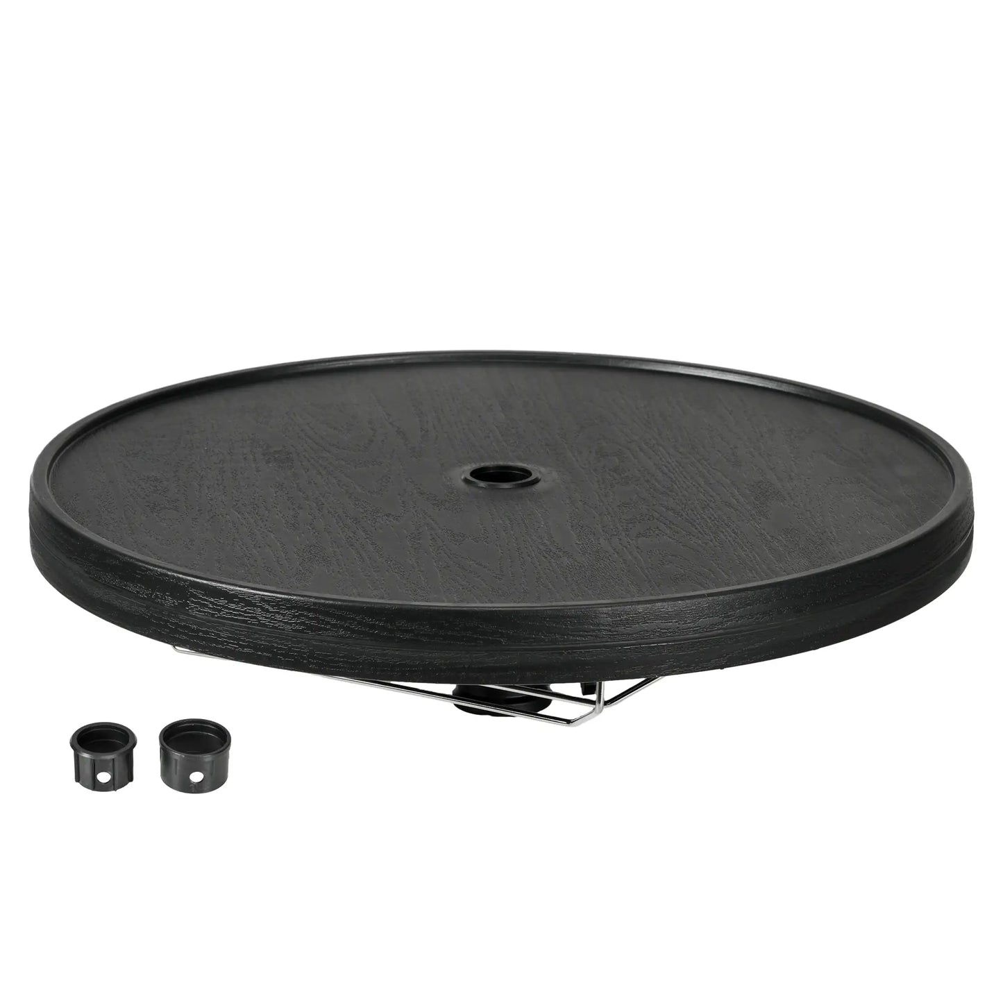 Beach Umbrella Table Tray, Wine Glass Holder, Foldable Towel Rack, 23.6", Black Patio Umbrellas at Gallery Canada