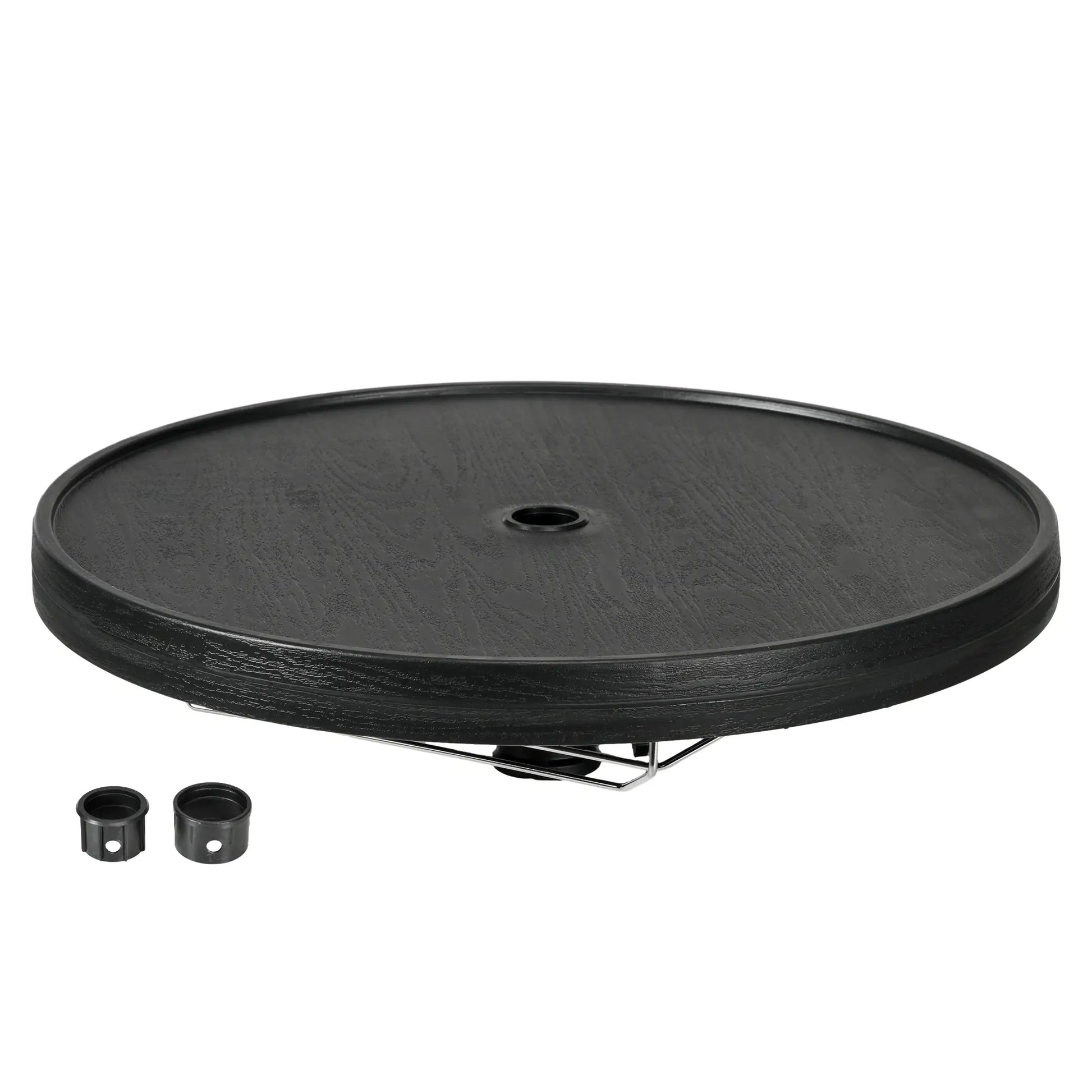 Beach Umbrella Table Tray, Wine Glass Holder, Foldable Towel Rack, 23.6", Black Patio Umbrellas at Gallery Canada