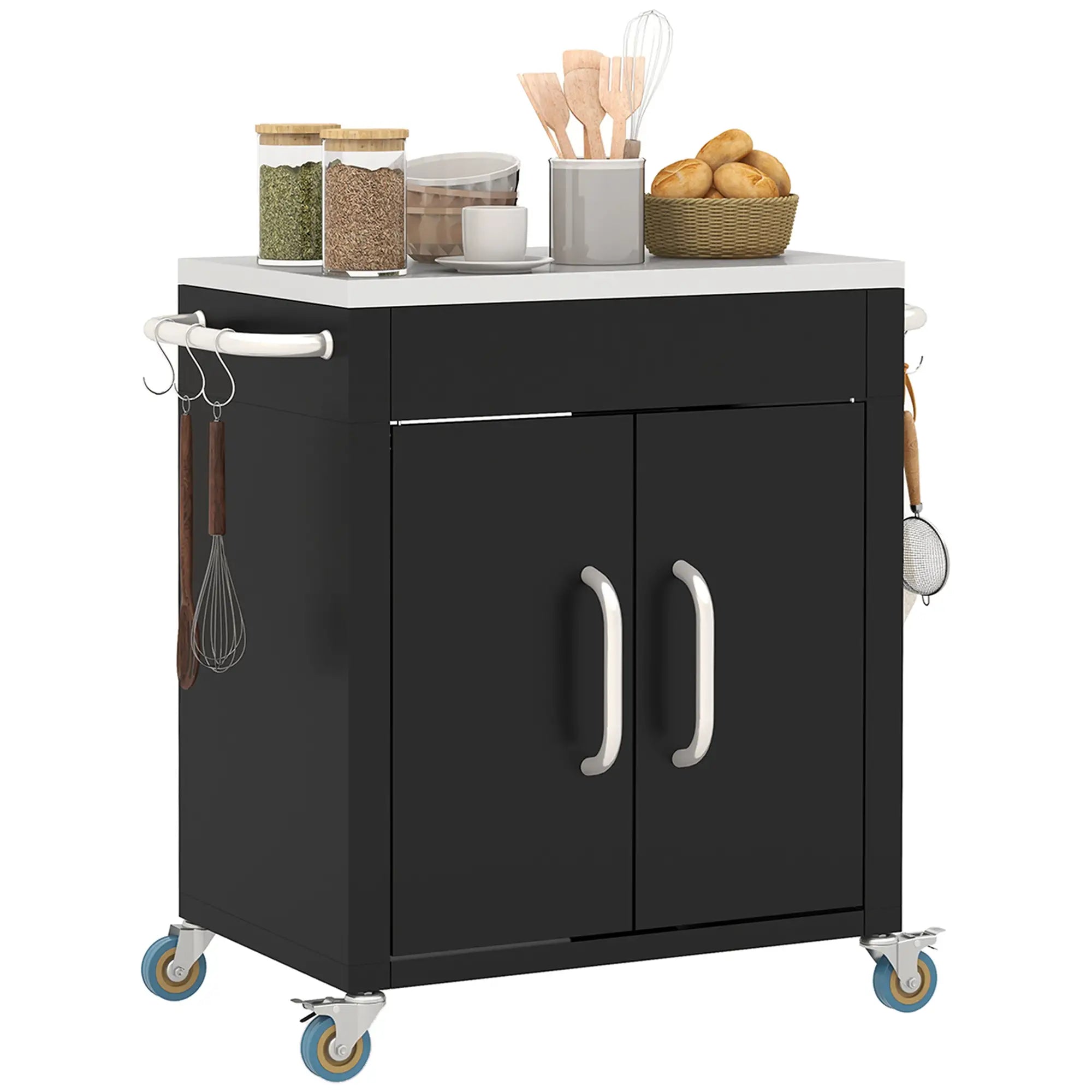 Outdoor BBQ Stand With Stainless Steel Top, Pizza Oven Table, Black Outdoor Grill Carts at Gallery Canada