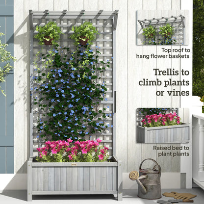 Wood Planter with Trellis, Raised Garden Bed, Privacy Screen, Dark Grey Wooden Planter Boxes at Gallery Canada