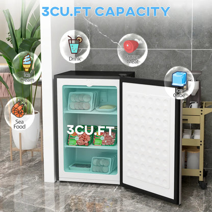 Upright Freezer, 3 Cu.Ft Mini Freezer with Reversible Single Door, Adjustable Thermostat for Home, Dorm, Silver Small Kitchen Appliances at Gallery Canada