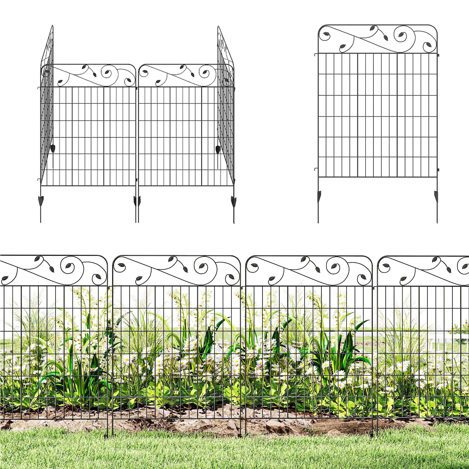 Outdoor Metal Garden Fence Panels, Animal Barrier, 4 Pack, Square Vines Garden Fences at Gallery Canada