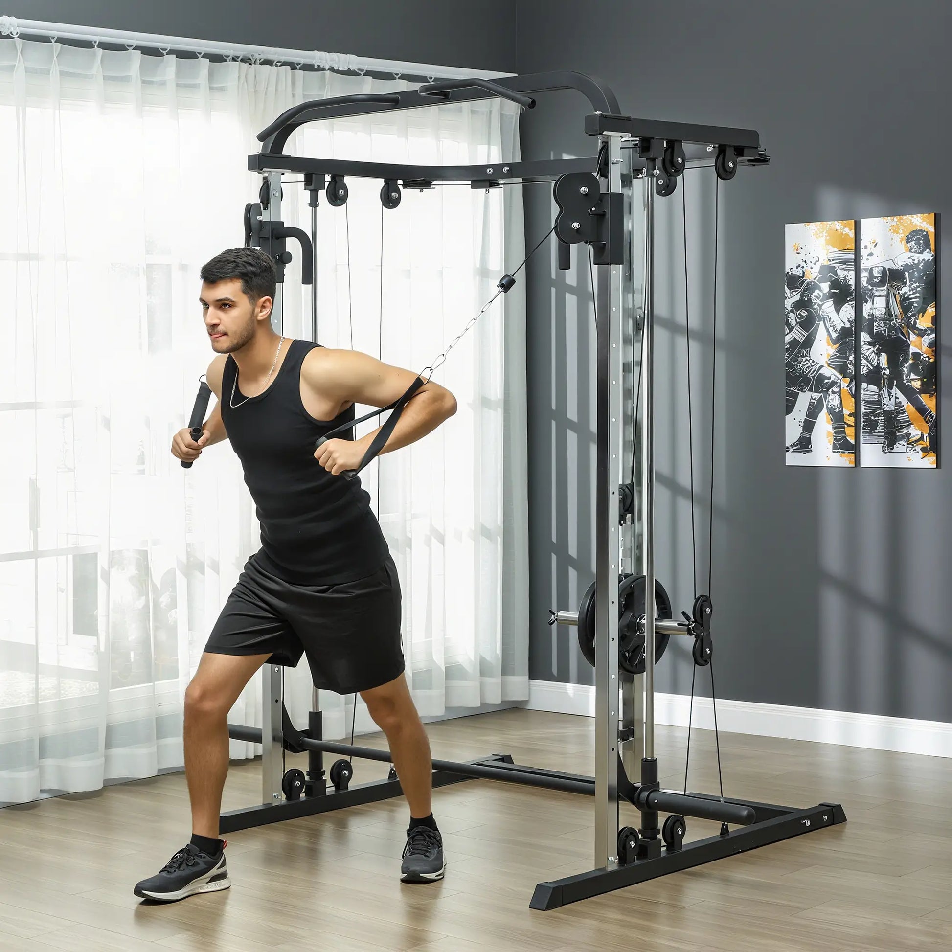 3 In 1 Smith Machine Power Rack, Cable Crossover, Pull Up Station, Squat Rack Power Towers at Gallery Canada