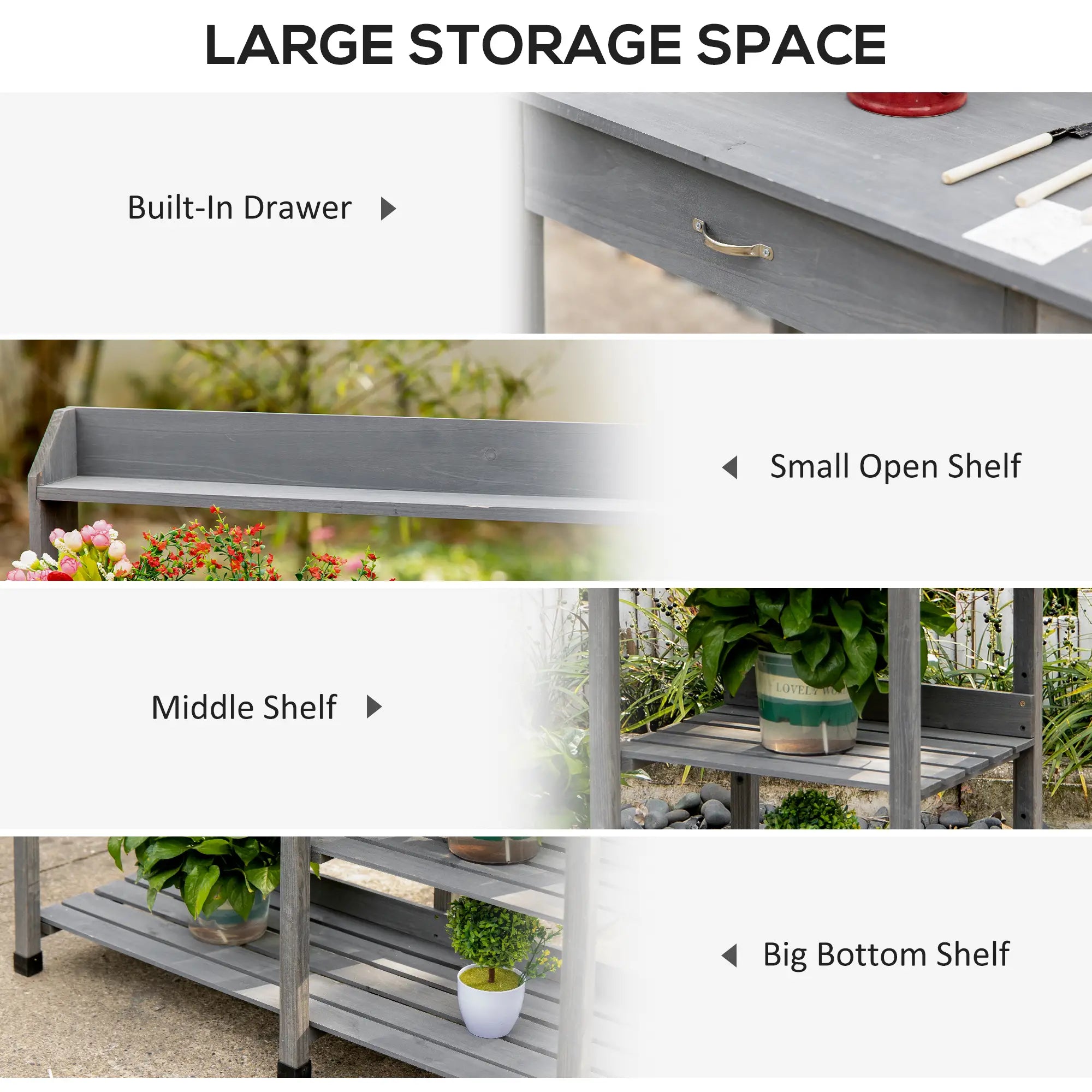 Potting Bench Table with Drawer, Removable Sink, Storage Shelves Potting Benches & Tables at Gallery Canada