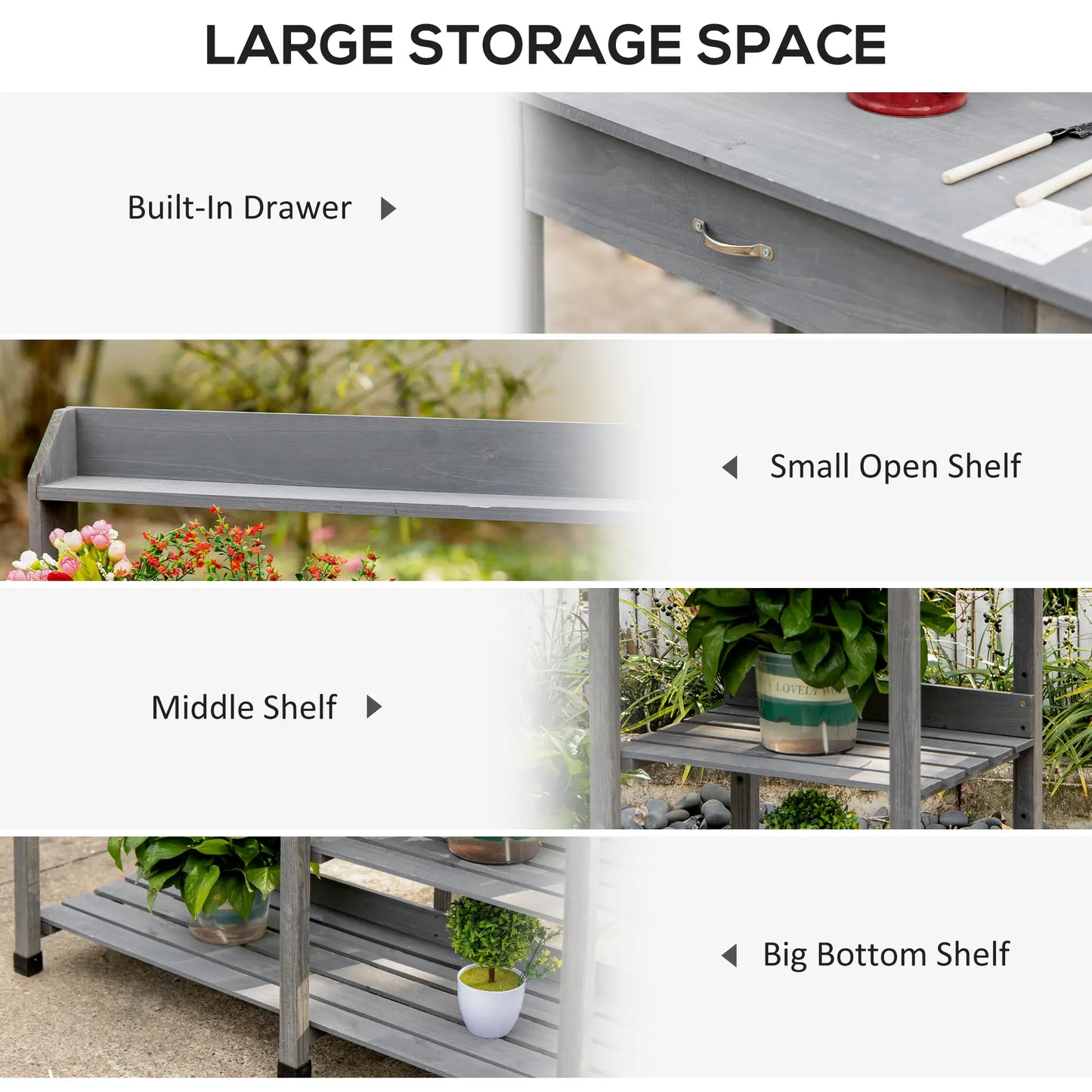 Potting Bench Table with Drawer, Removable Sink, Storage Shelves Potting Benches & Tables at Gallery Canada