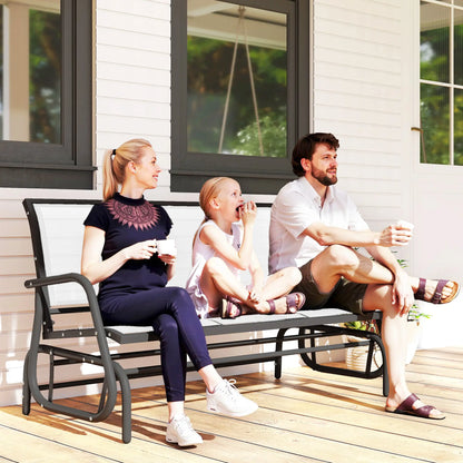 3-Seat Outdoor Glider Chair, Steel Frame, Sling Fabric, Cream Outdoor Gliders at Gallery Canada