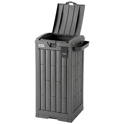 29 Gallon Outdoor Garbage Bin, Dual Lid, Ashtray Drip Tray, Grey Garden Accessories Grey at Gallery Canada