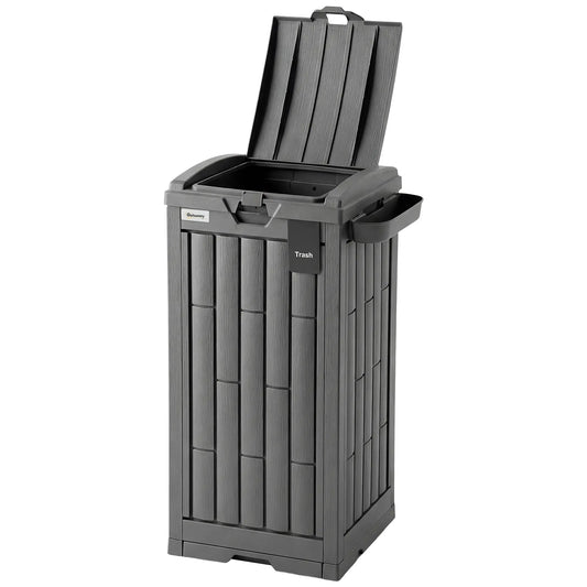 29 Gallon Outdoor Garbage Bin, Dual Lid, Ashtray Drip Tray, Grey Garden Accessories Grey at Gallery Canada