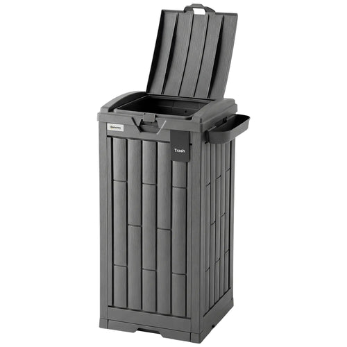 29 Gallon Outdoor Garbage Bin, Dual Lid, Ashtray Drip Tray, Grey
