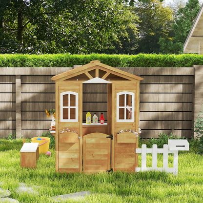 Kids Wooden Playhouse, Door Windows, Mailbox, Flower Pot, Bench, Yellow Play Houses at Gallery Canada