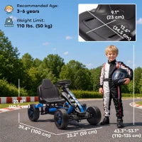 Kids Pedal Go Kart, Ride on Toy, Brake, EVA Tires, Blue