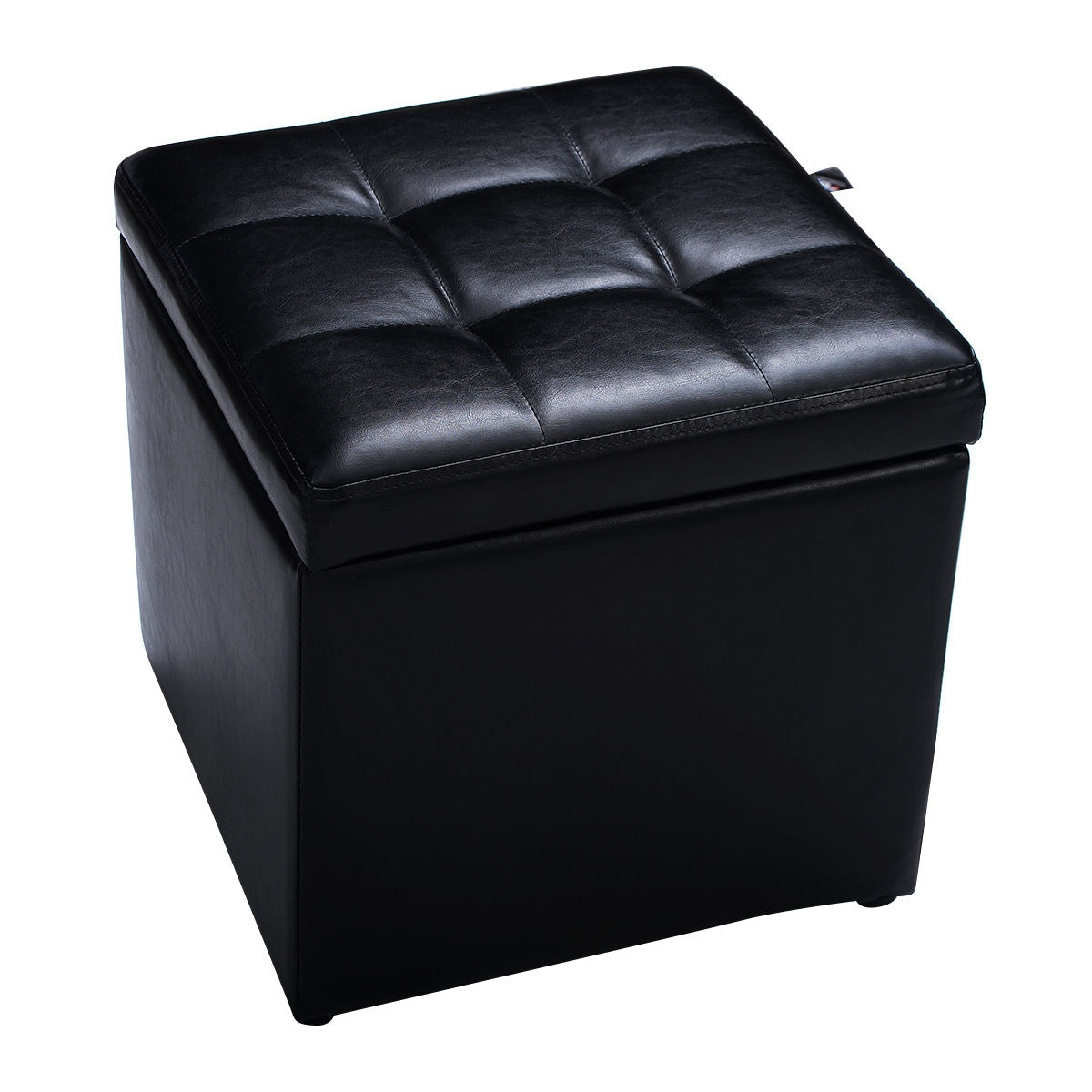 Foldable Cube Ottoman Pouffe Storage Seat, Black Ottomans at Gallery Canada