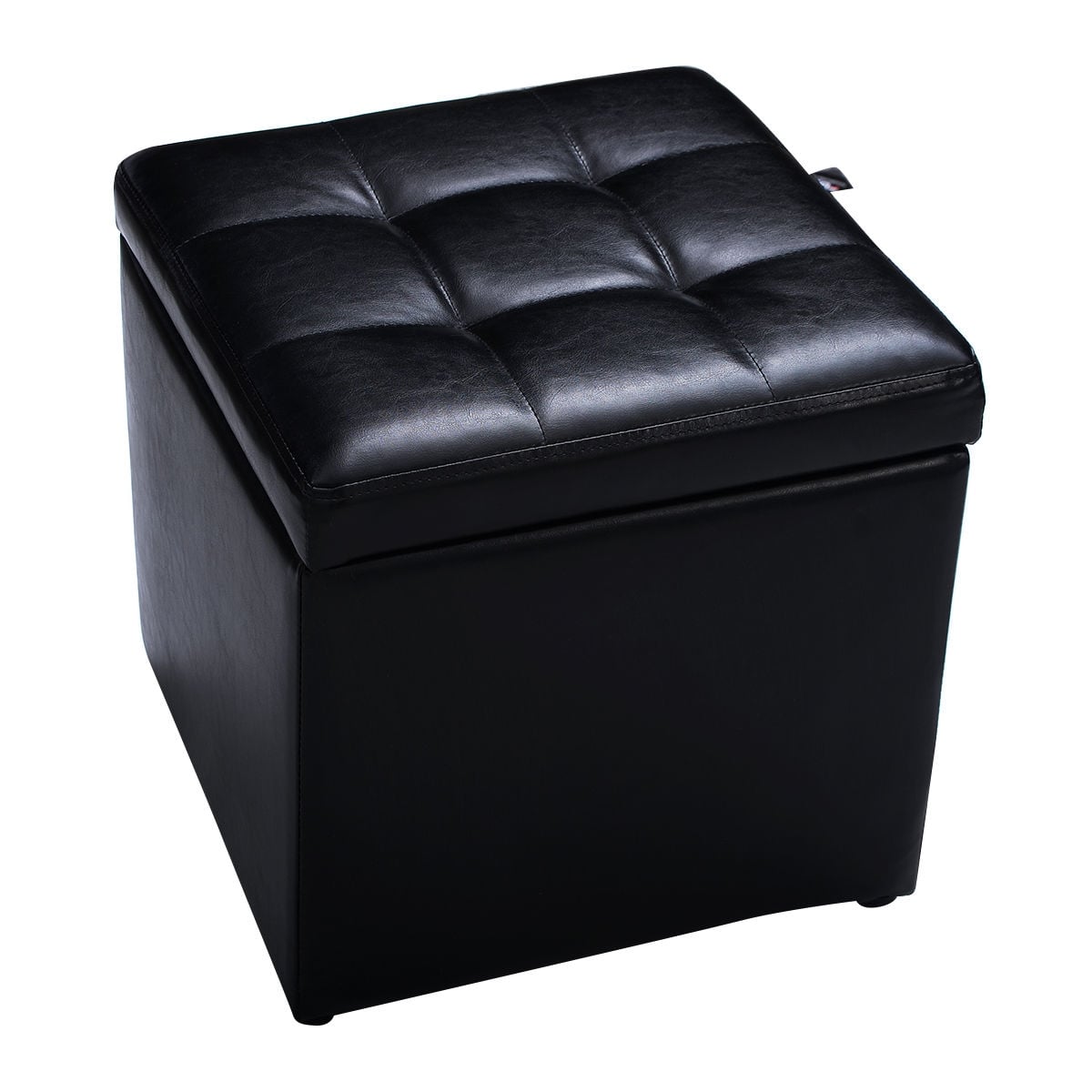 Foldable Cube Ottoman Pouffe Storage Seat, Black Ottomans at Gallery Canada