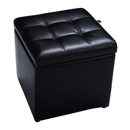 Foldable Cube Ottoman Pouffe Storage Seat, Black Ottomans Black at Gallery Canada