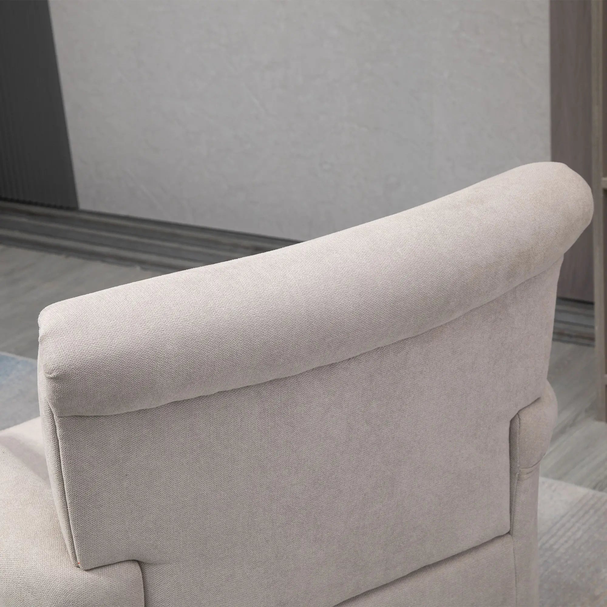 Upholstered Accent Chair, Soft Velvet Fabric, Rolled Armrest, Grey Single Sofas at Gallery Canada